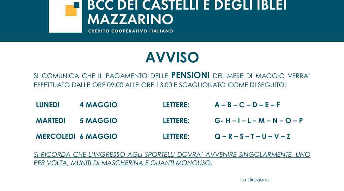 Calendario Pensioni Maggio